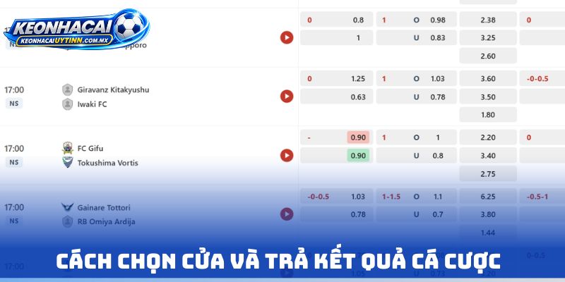 Cách chọn cửa và trả kết quả cá cược