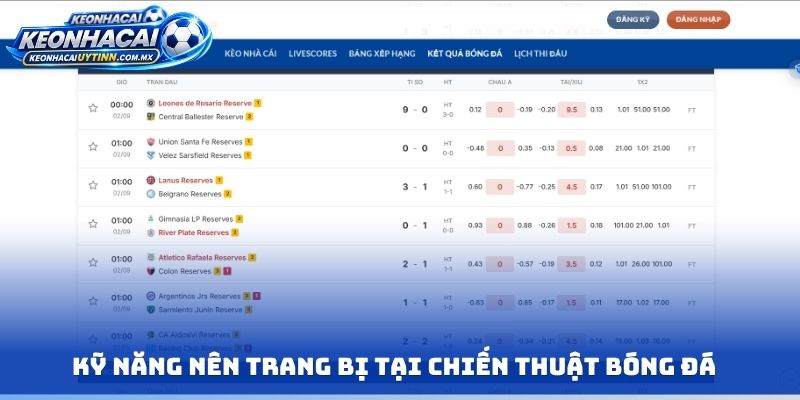 Kỹ năng nên trang bị tại chiến thuật bóng đá