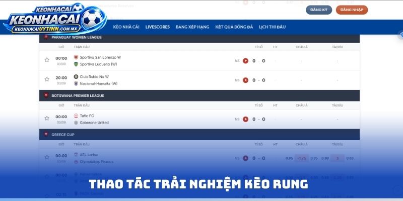 Thao tác trải nghiệm kèo rung
