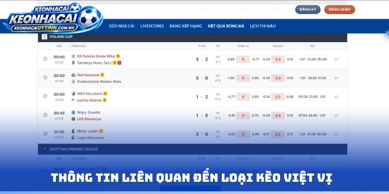 Thông tin liên quan đến loại kèo việt vị